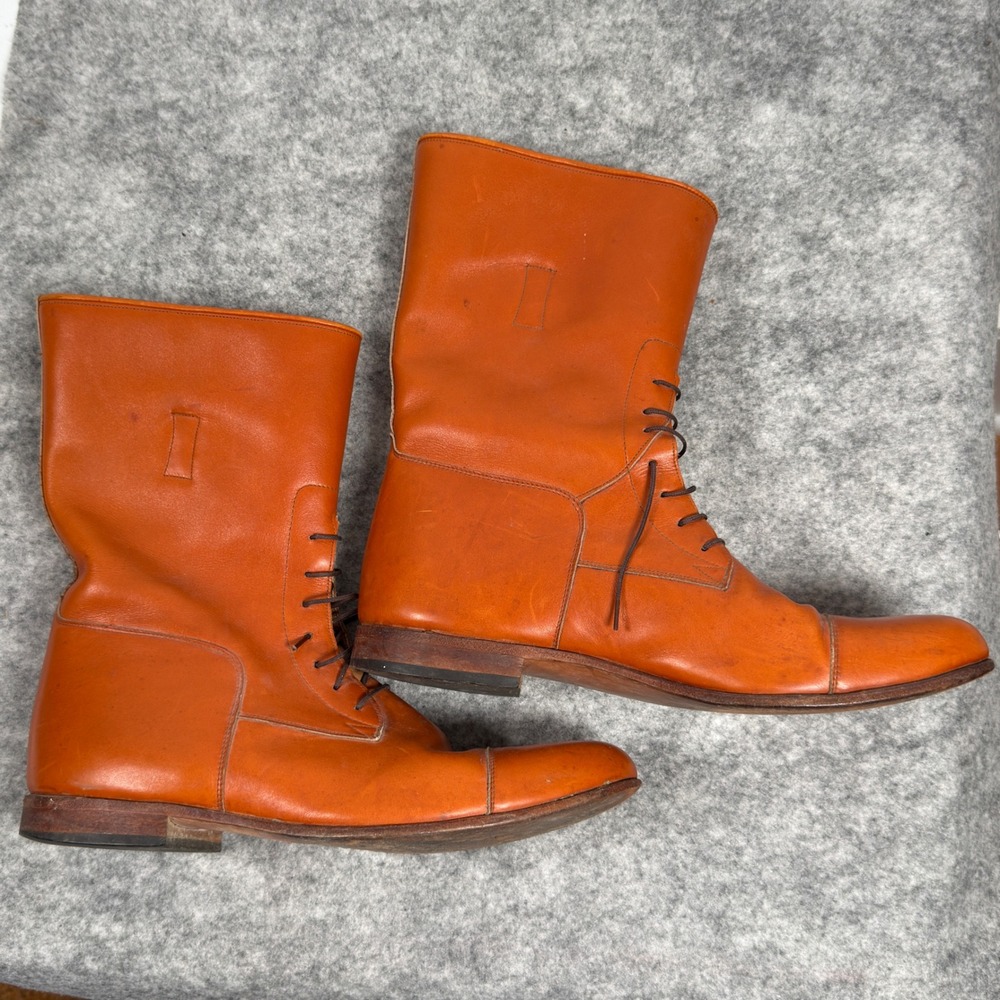 Der-Dau Field Boots Custom Handmade Leather Equestrian Riding Lace Up Cap Toe 12 - Picture 2 of 10
